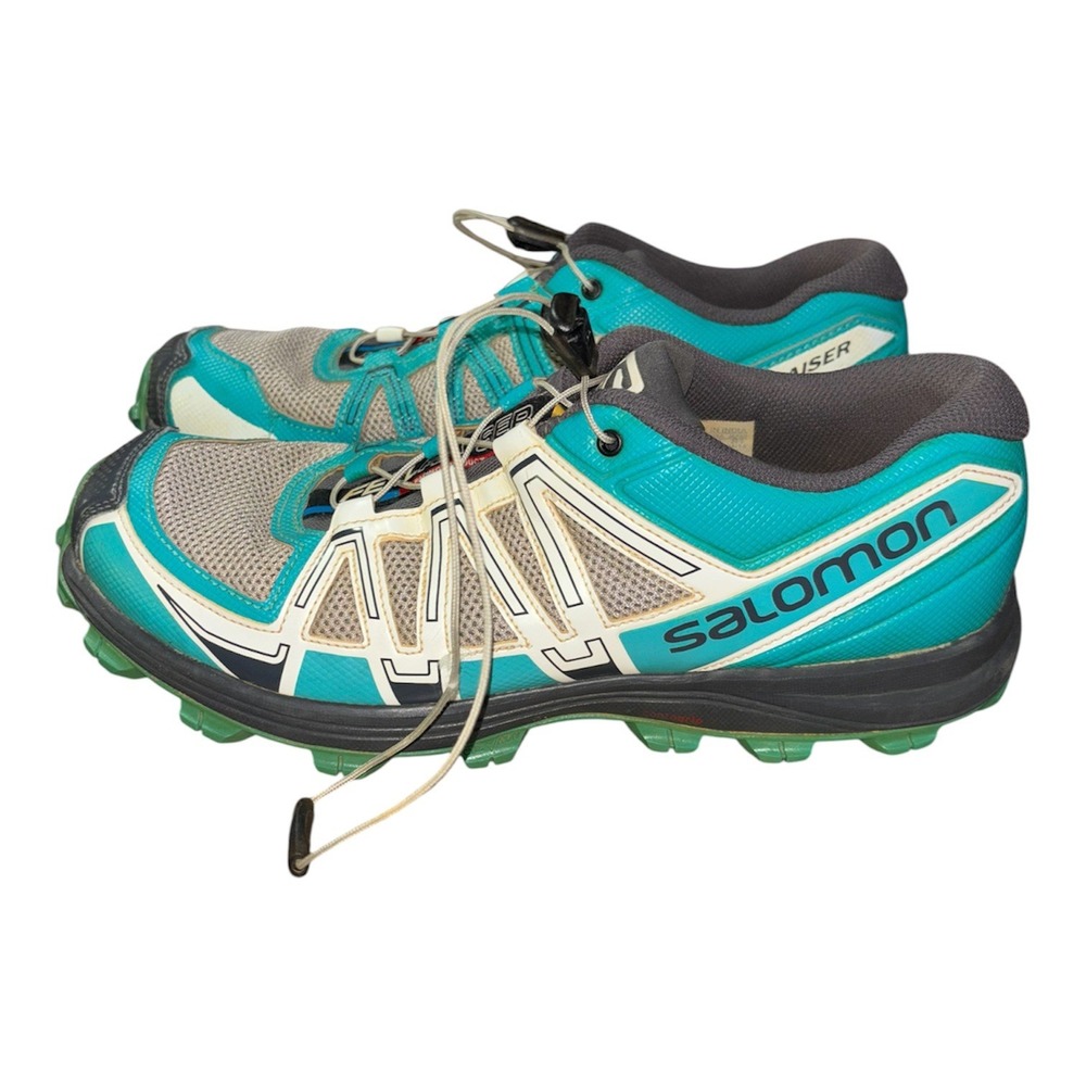 Salomon Fellraiser Trail Running Hiking Shoes Women's 9.5 Teal Blue Grey 356734